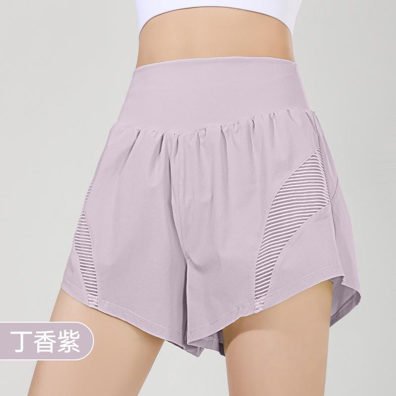 Quick-drying professional running sports shorts women's fake two-piece outer wear casual pants fitness anti-light yoga shorts summer