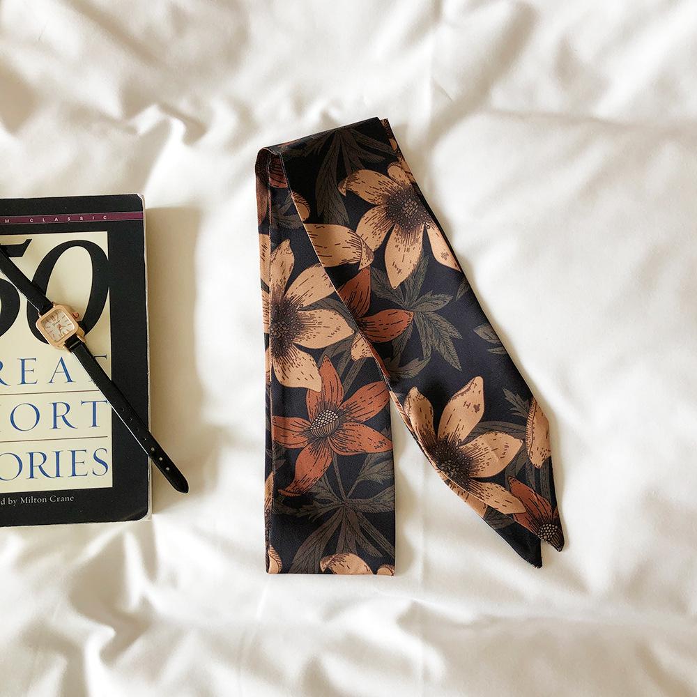 

2022 Ретро Гонконг Цветочный Шелковый Шарф Головная Повязка: Универсальный, длинный, декоративный, литературный стиль