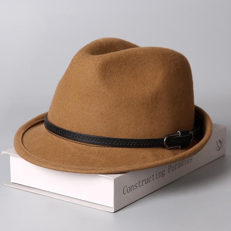Elegant top hat Merino wool crimped warm winter hat fashionable versatile retro woolen basin hat British