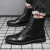 Mens Boots Retro High-top Leather Boots Italian Style Business Casual Dress Boots Men Chelsea Ankle Boot Plush Warm Winter Botas