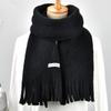 Autumn and winter new women's scarf thickened warm solid color fringed scarf versatile warm knitted shawl scarf