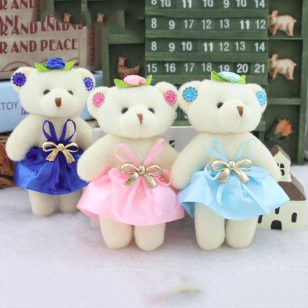 10pcs/set Plush Animal Mini Bear Flower Bouquet Cartoon Bear Plush Toys  Valentine's Day