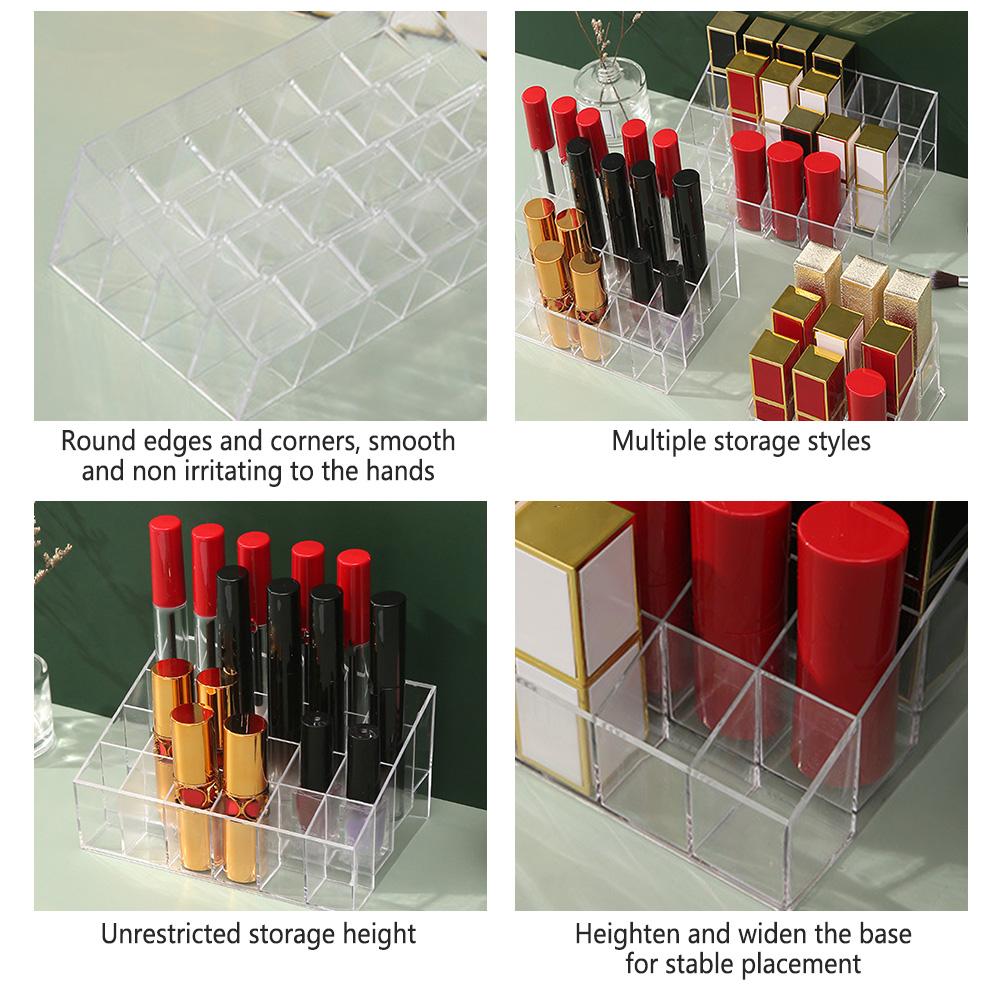 Clear Lipstick Box With Multi-grid Multifunctional Desktop Makeup Display Stand For Bedroom