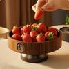 Pedestal Fruit Tray Footed Wooden Bowl with Round for Living Room