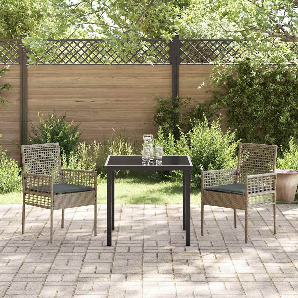 Garden Chair with Cushion 2 Pcs Gray 55 X 53 X 85 Cm Poly Rattan