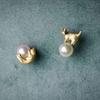 Original Matte Shiny Asymmetric Cute Earings Stud Vintage Fine Jewelry Light Luxury Daily Earing Pearl Cat Earrings For Women
