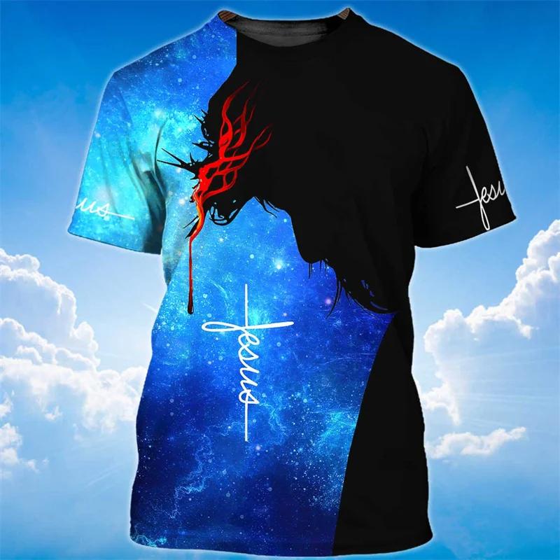 New Summer 3D God Jesus Printing T Shirt Christianity Belief Graphic Short Sleeves For Men Kid Fashion Tee Unisex Harajuyku Tops