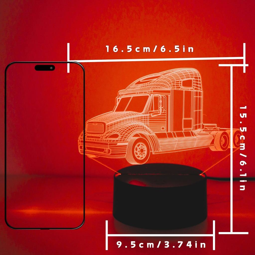 Creative tractor, large truck, 3D night light as a gift for car fans, touch rainbow color decoration, room atmosphere