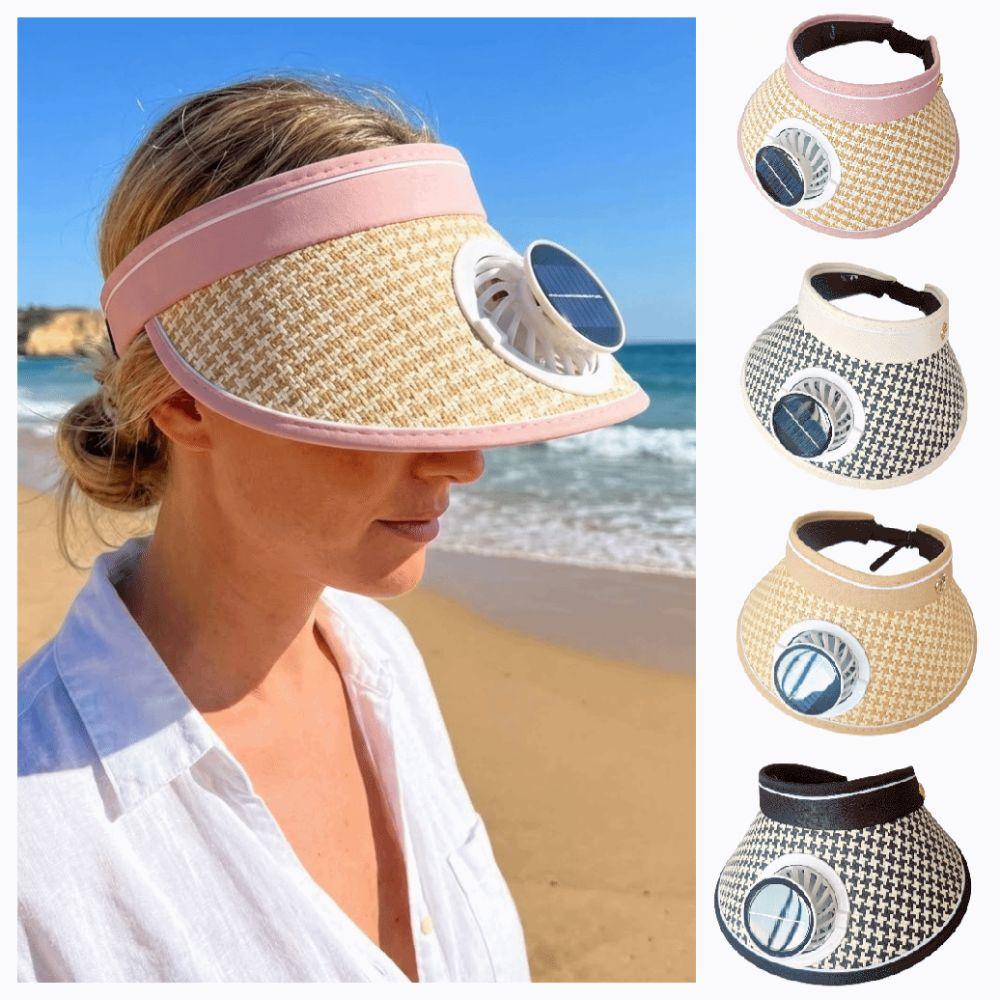 Breathable Solar Fan Hat Folding Cooling Sunshade Hat Comfortable To Wear Sun Hat with Fan  Hiking