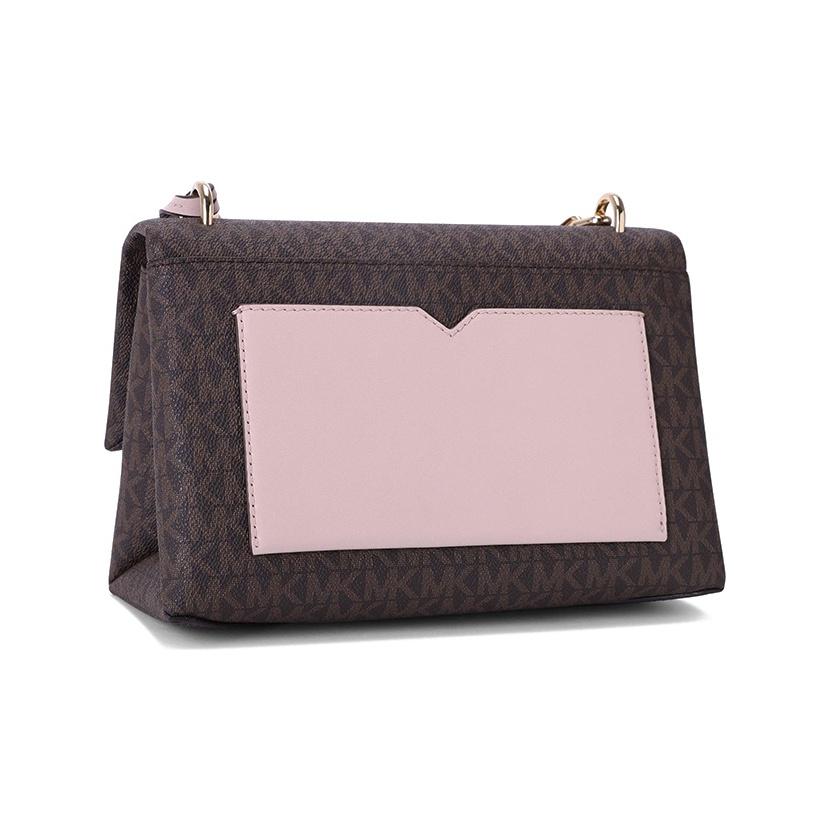 Michael Kors Mk Cece Color Block Chain Flap Crossbody Bag Women Bags Brown Soft-Pink 30T9G0EL2B266