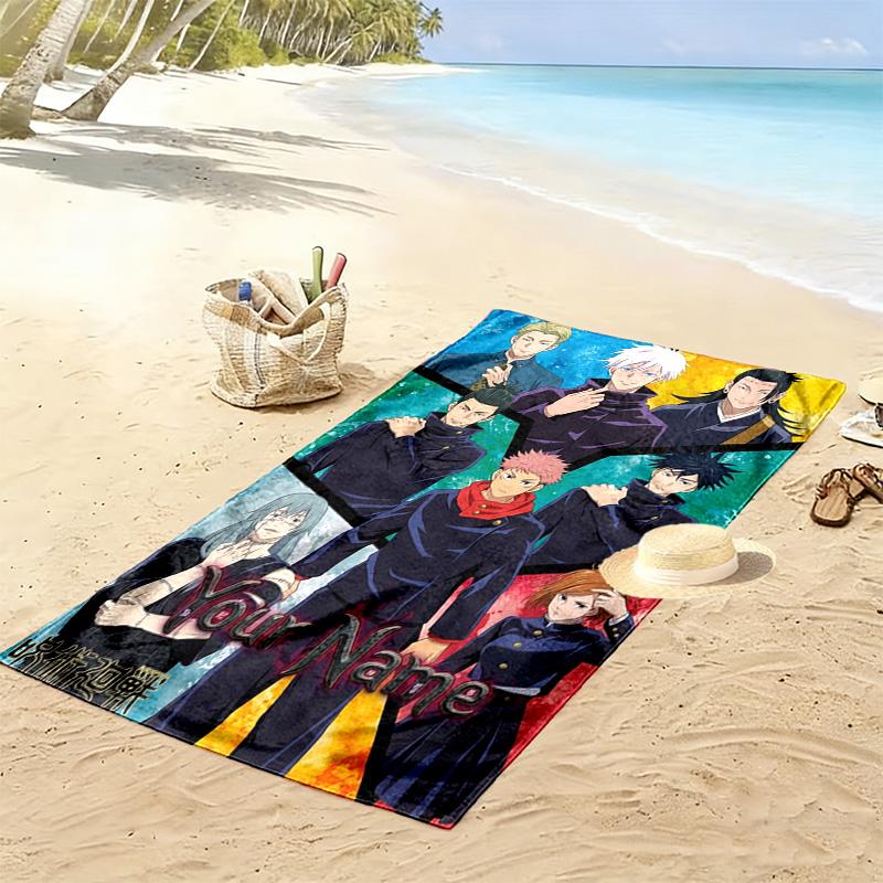 Name Custom Jujutsu Kaisen Print Beach Towel, Large Soft Quick Dry Towel for Beach Camping Swimming