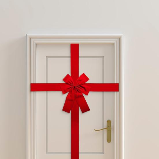 Christmas Front Door Hanging Bow Knot Festive Ribbons Door Hanger DIY Holiday Decor for Gift Wrapping