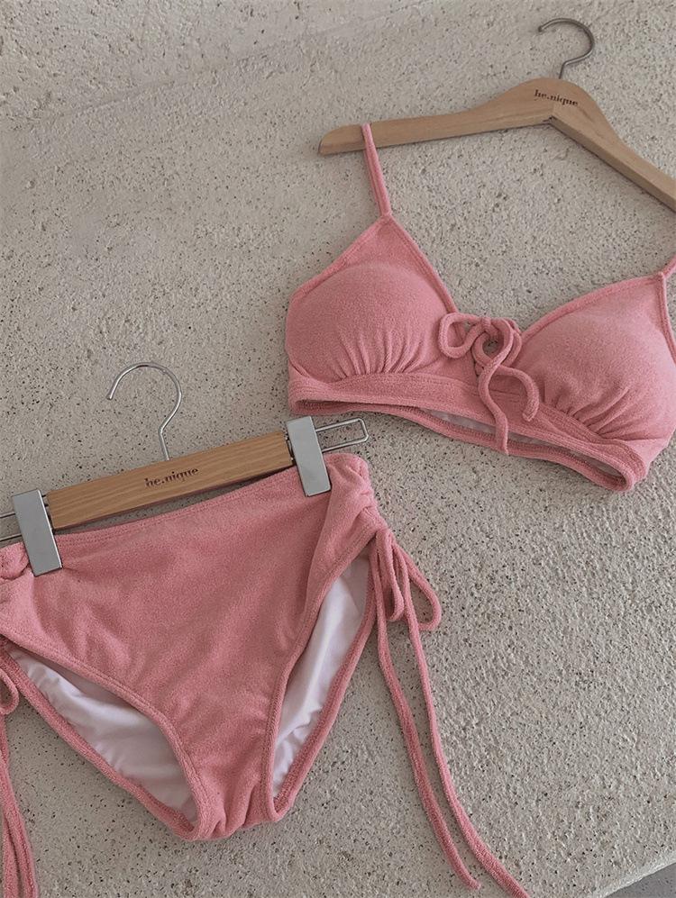 2024 Solid Color Sexy Push-Up Bikini - Lace-Up Multicolor Swimsuit