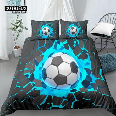 Home Living Luxury 3D Football Print 2/3Pcs Comfortable Duvet Cover PillowCase Bedding Set Queen and King AU/EU/US Size
