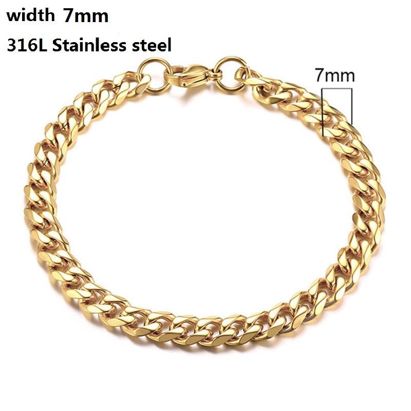 Kubánský řetízkový náramek z nerezové oceli 316L pro muže Ženy Figaro Vintage Metal Viking Kpop Pulseras Emo Roztomilý luxusní dárek na šperky