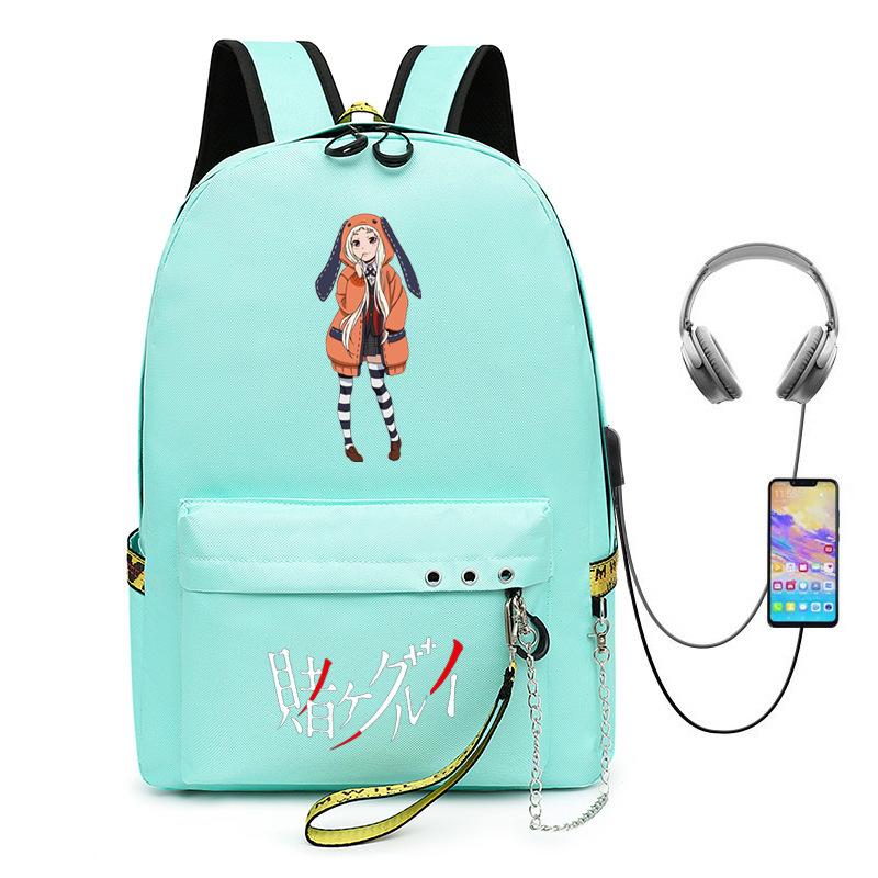 Kakegurui Anime Backpack Multipurpose USB Headphone Port Large Capacity School Bag Yumeko Jabami Cosplay Daypack