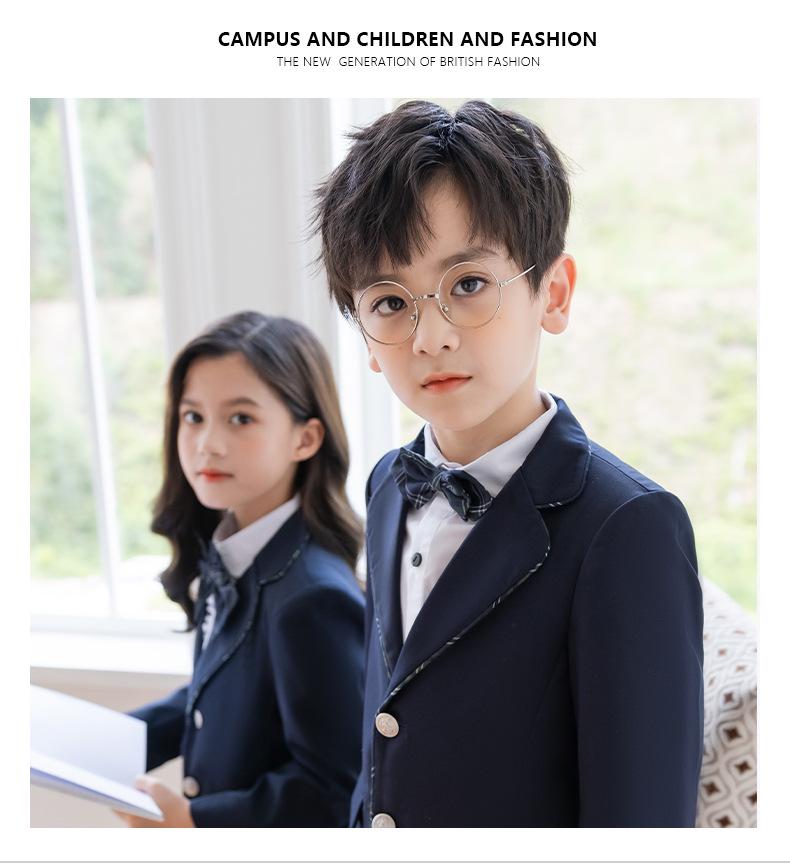 British Style Winter Uniform for Primary and Kindergarten – Children's Velvet Suit Set with Jacket