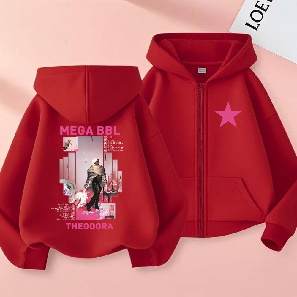 

Rapper Theodora Mega Bbl Album Zipper Hoodie Men Women Hip Hop Fashion Pop Music Streetwear Male Casual Vintage Zip Up Jacket XL
