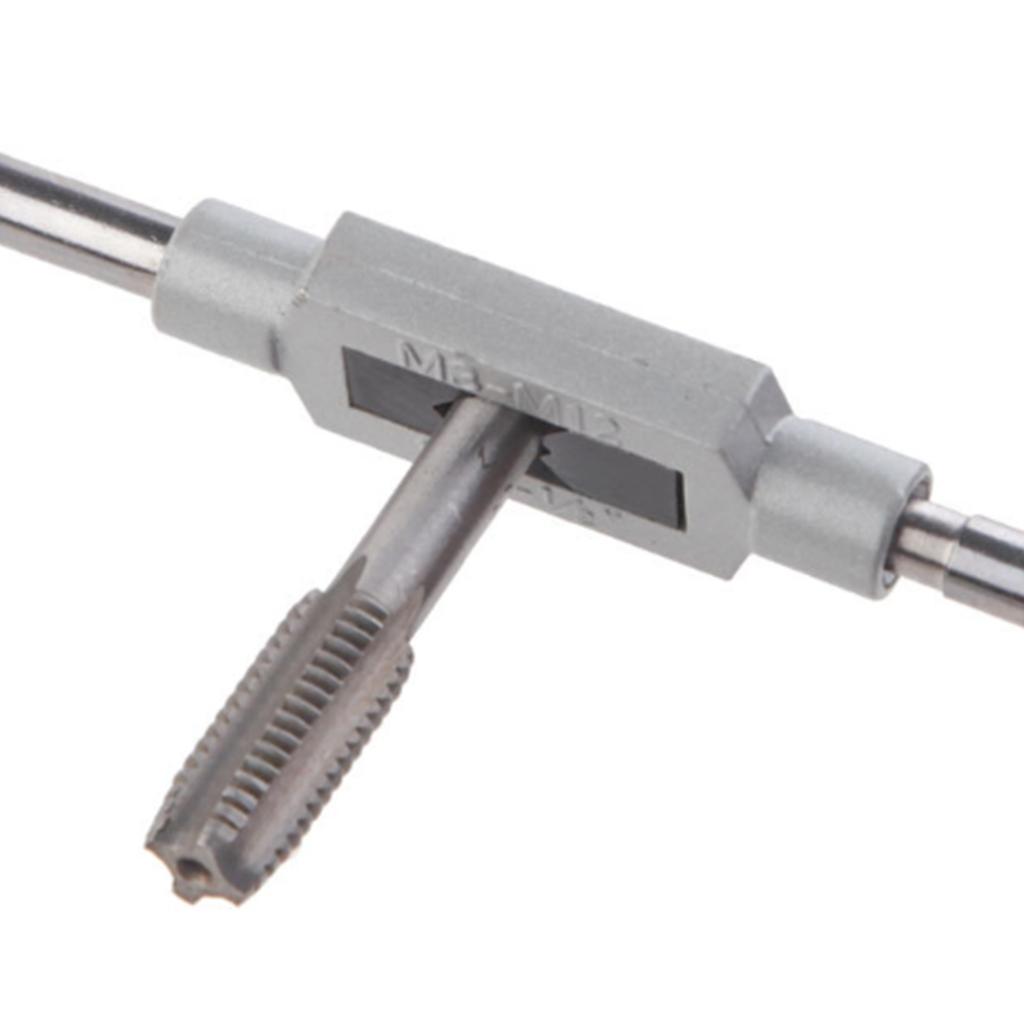 8PCS Straight Slotted Tap Silver High Speed Steel Straight Flutes Screw Threading Tap with Drift Holder for Wood