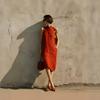 Women's Linen Blend Sleeveless Stand Collar Midi Dress with Button Detail and Pockets