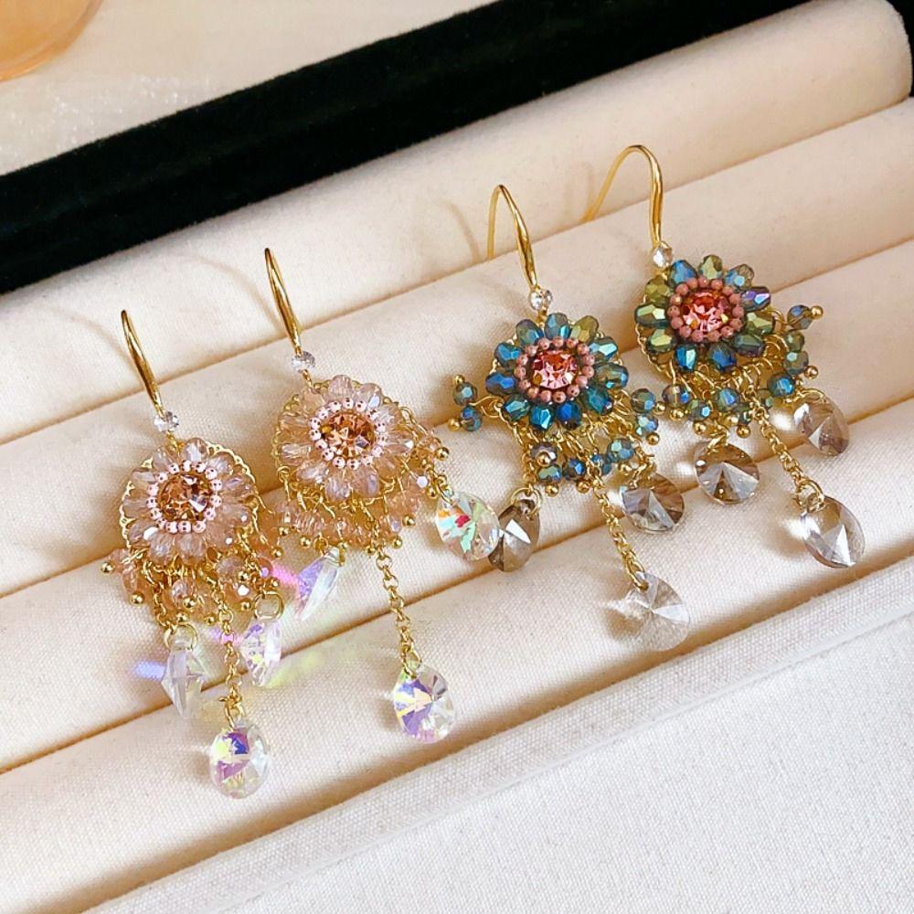Exaggerated Rhinestone Drop Earrings Pendant Vintage Long Earrings  Girls Gift