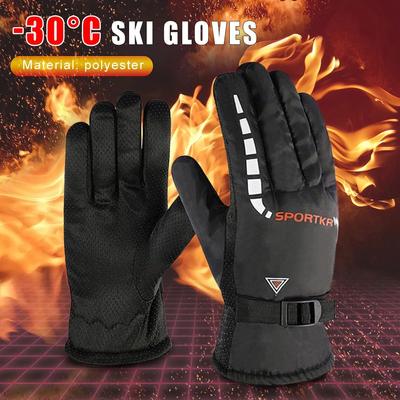 Men Winter Waterproof Cycling Gloves Outdoor Sports Running Motorcycle Ski Touch Screen Fleece Gloves Non-slip Warm Full Fingers