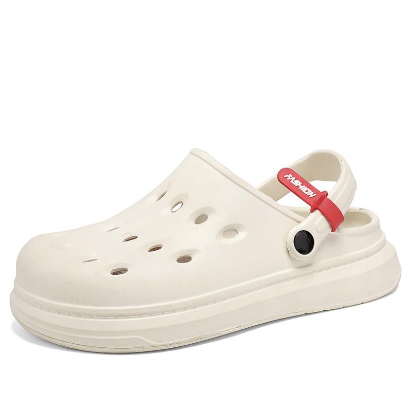 Solid Color Hole Shoes Men'S Non-Slip Bag Head Stepping On Shit Sandals Men'S Home Wear Dual-Purpose Beach Shoes