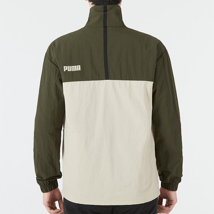 Puma Color-Block Jas met Rits aan de Voorkant en Opstaande Kraag Heren Buitenjas Olijfgroen 849455-64