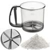Hand Crank Flour Sifter Fine Mesh One Hand Press Crank Sifter Semi-Automatic Sugar Powder Sieve Cup Handheld Cooking Baking Tool