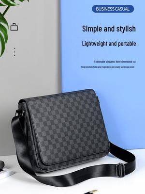 ChuongKaiye Men's Korean Plaid Shoulder Bag - Business Casual Crossbody