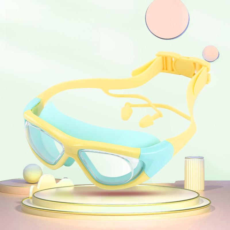 Hochauflösende Kinder-Schwimmbrillen für Jungen und Mädchen, Antibeschlag-Schwimmbrillen, Brillen mit großem Rahmen, Bequeme Silik