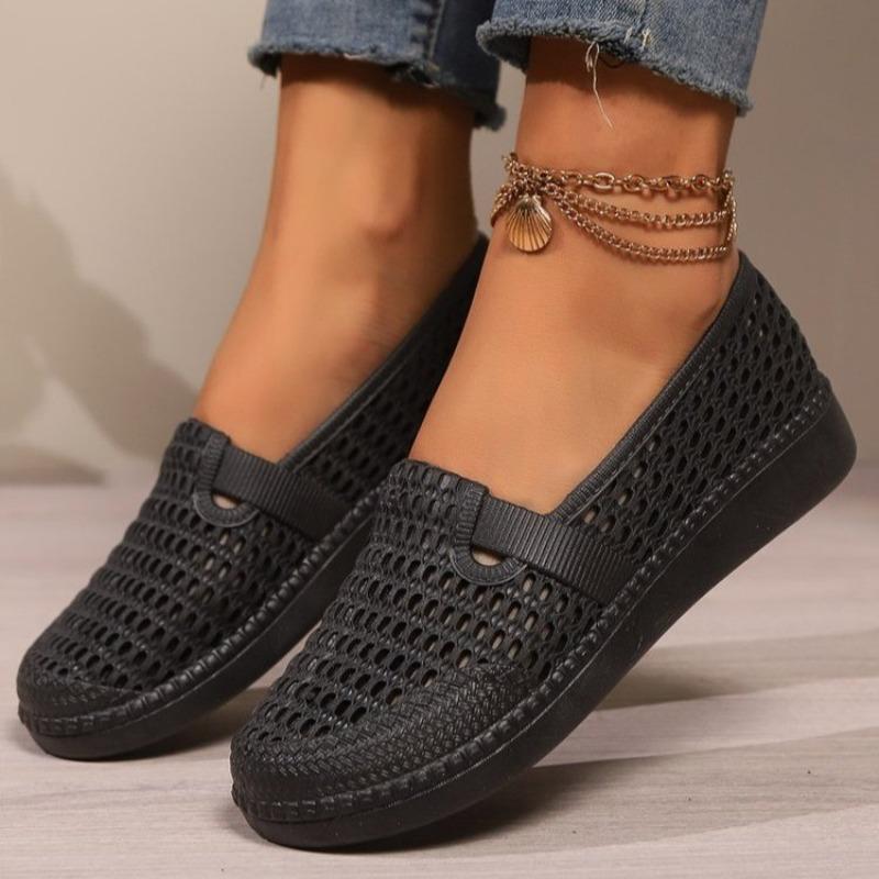 Fashion Women's Fashion Flat Shoes Women's Fashion Round Head Hollow Soft Sole Anti-slip Wear-resistant Single Shoes