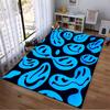 "Blue Smiley Face Pattern Carpet, Abstract Style Home Decor" Suitable for use as an anti-slip for living room bedroom sofas