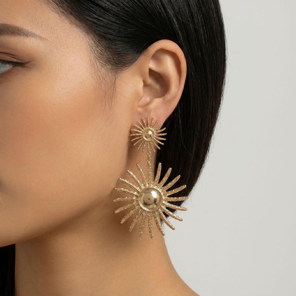 European & American Stylish Irregular Flower Stud Earrings for Women's Elegant Personality