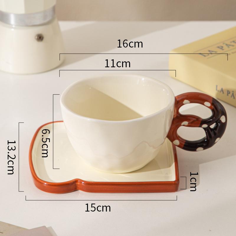 Creative Ceramic Bread Coffee Cup Saucer Set Household Afternoon Tea Cup Big Easy Tea Cup Drinking Cup Breakfast Cup