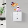 Seasonal Wall Decals Halloween Pumpkin Ghost Switch Sticker, Cartoon Light Self-Adhesive Stickers Decoration Decal for Living Room Bedroom