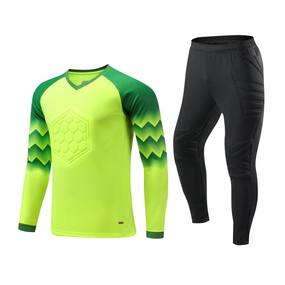 Spot Wholesale Football Goalkeeper Jersey Boys Custom Goalkeeper Jersey Long Sleeve Sponge Pad Game Training Jersey