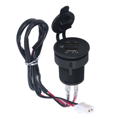 Car Motorcycle Dual USB Socket Splitter 12V-24V Plug DC 5V 2.1A Car Power Adapter Phone Charger Blue Light with Cable