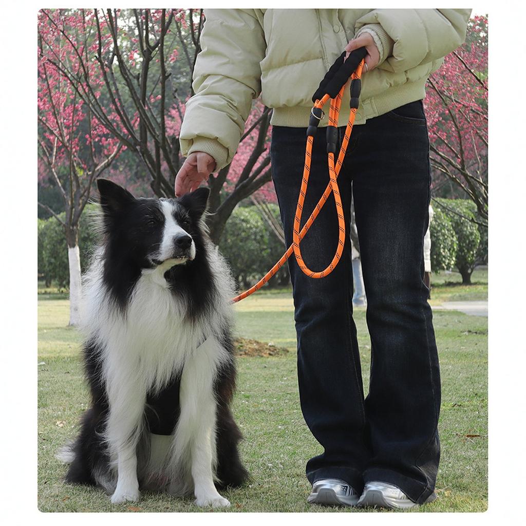 Plutus Haustierseil Hundeleine 1,8 m lang, Verkehrspolsterung Zwei Griffe, Strapazierfähig, Reflektierende Doppelte Griffe für Kontrolle Sicherheitstraining