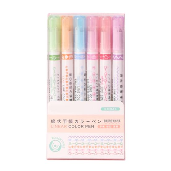 Highlighter Pen Set Wave Flower Border Markers for Journaling Multi-Color Smooth Writing Creative Drawing Tool for Scrapbooking & DIY Crafts