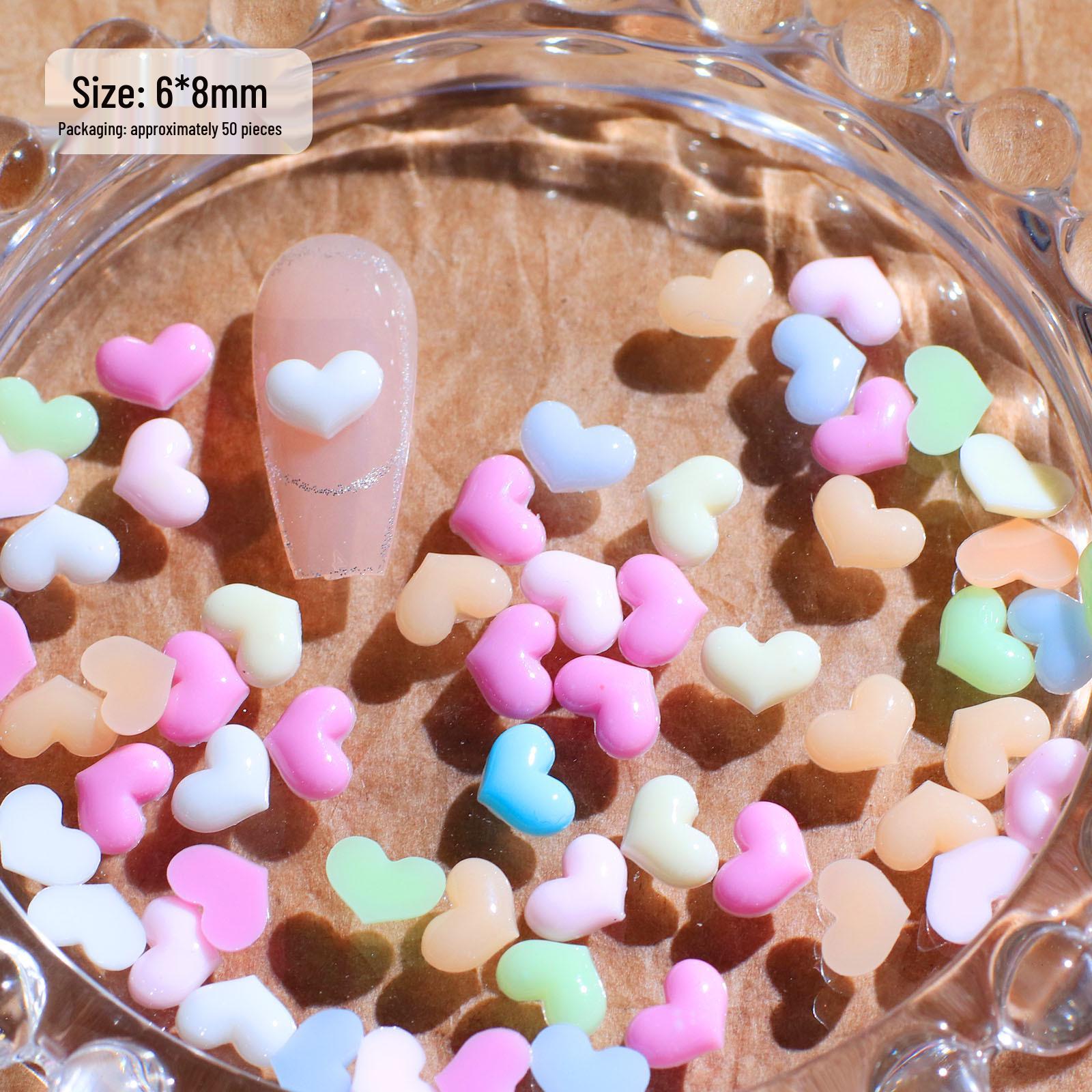 

100pcs 3D Gradient Pale Blush Heart-Shaped Nail Art Decorations