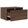 Wall Mounted Nightstand with LED Lights Brown Oak Effect