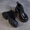 Genuine Leather High-top Platform Ankle Boots with Thick Soles Stylish Lace-up Design British Retro Style