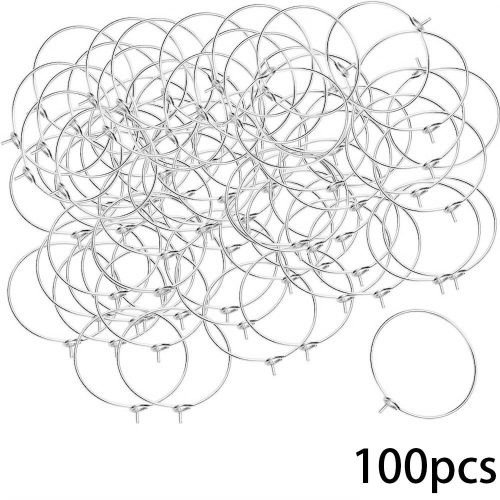 50/100/200ks slitinový držák náušnic, přívěsek kroužek na sklenici na víno, 25mm otevřené náušnice, kroužek s korálky, oblíbené na párty