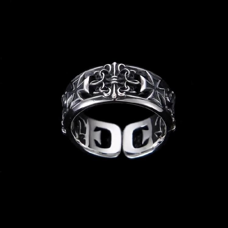Men's Retro Crosses Rings Punk Hip Hop Jewelry Adjustable Gothic Accessory for Independent Fashion Styles