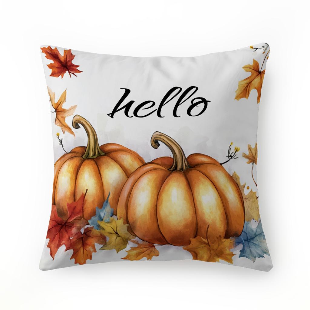 Retro Autumn Pumpkin Leaves Pillowcase Printed Polyester 45x45cm Throw Pillowcover Decorative Sofa Cushion Pillowslip Home Decor