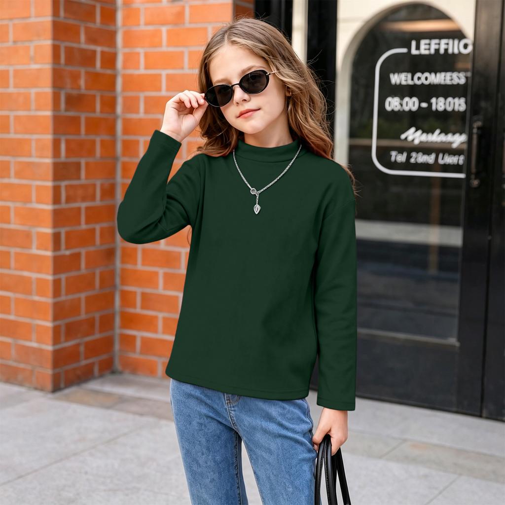 Boys and Girls Mock Neck Long Sleeve Thermal Shirt - Fashionable Kids Base Layer Top