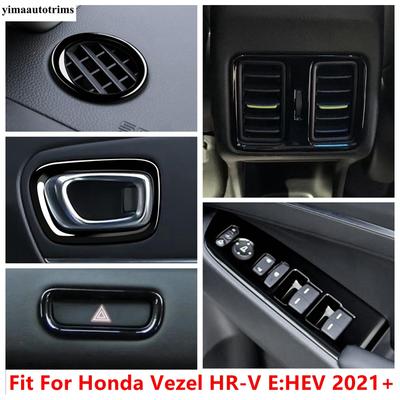 LHD RHD For Honda Vezel HR-V E:HEV - 2024 Balck Window Lift Gear Shift Water Cup Panel Cover Trim ABS Interior Accessories