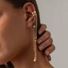 KunJoe Trendy Exquisite Long Tassel CCB Beads Chain Ear Clip Earring Women Charm 1PC Ear Cuff C-Shape No Piercing Earing Jewelry