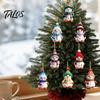 Durable Wood Pendants 16PCS Wooden Christmas Snowman Pendants, Colorful 2D Flat Hanging Ornaments, Cute Decor Knitted Hats And Scarves Figures